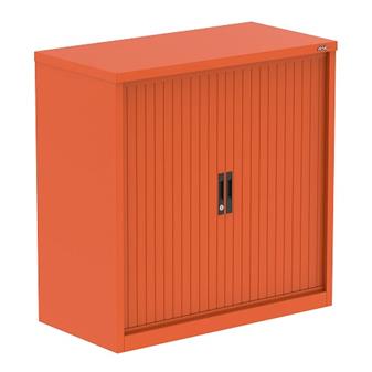 Steel Tambour Low Cupboard - Sienna Orange