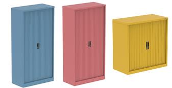Pastel Coloured Steel Tambour Cupboards