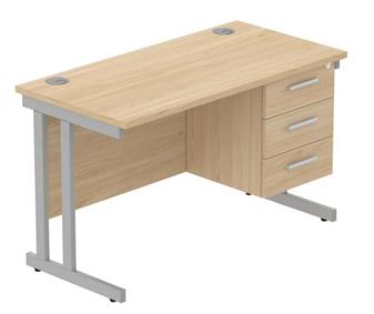 Canadian Oak Top Silver Legs 3 Drawer Pedestal