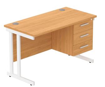 Norwegian Beech White Legs 3 Drawer Pedestal