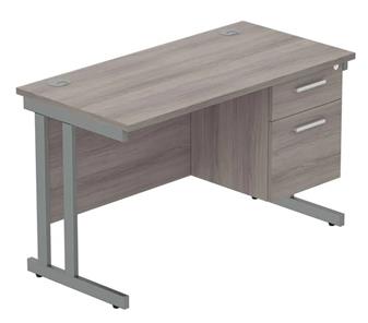 Alaskian Grey Oak Graphite Legs 3 Drawer Pedestal