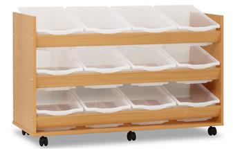 Double Sided Angled Bookcase - With 12 Translucent Trays