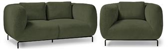 Ebony Soft Seating Armchair & Two Seater - Olive Green Fabric