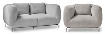 Ebony Soft Seating Armchair & Two Seater - Warm Grey Fabric