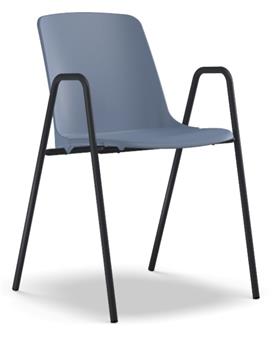 Uno 4 Leg Chair Blue Shell Black Frame With Arms