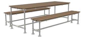 Scaffold Outdoor Dining Bench Set 2200mm Wide
