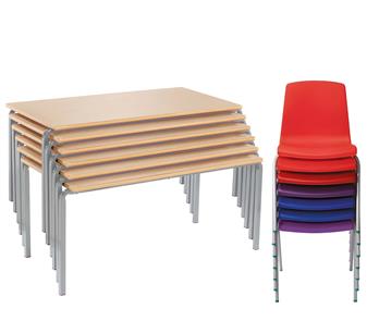 15 Primary Classroom Tables & 30 NP Chairs Classpack - Crushed Bent