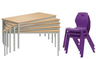 15 x Fully Welded Secondary Tables & 30 x Flaire Chairs - Classpack