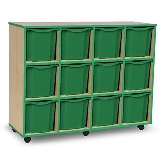 Coloured Edge 12 Quad Tray Storage Mobile - Green