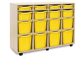 Variety 16 Tray Storage Unit Mobile 4 High Yellow Trays