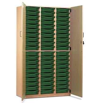 Tray Storage Cupboard 60 Trays + Doors Green Trays