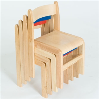Natural Wood Stacking Classroom Chair - Stacked