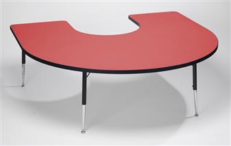 Height-Adjustable Horseshoe Table - Red