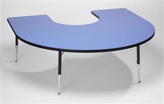 Height-Adjustable Horseshoe Table - Blue