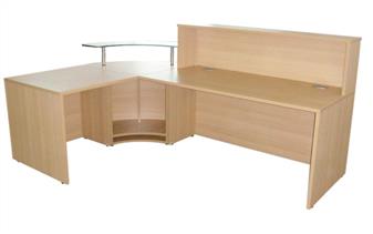 Oak Reception Counter Desk - Behind View