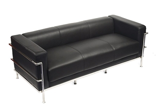 Leather/Chrome 3-Seater Reception Sofa