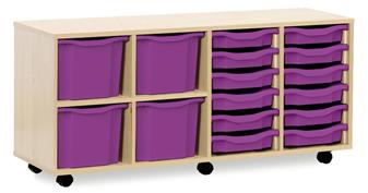 Combi Storage Unit - 4 Triple & 12 Single Trays - Purple Trays