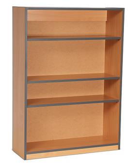 Coloured Edge Wooden Open Bookcase Storage 1250mm High - Grey Edging