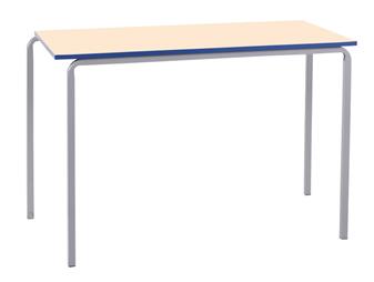 Crushed Bent Rectangular Table, Maple Top & Blue PVC Edge 