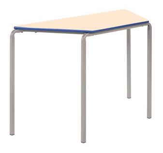 Crushed Bent Trapezoid Table, Maple Top & Blue PVC Edge 