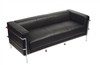 Leather/Chrome 3-Seater Reception Sofa