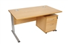 Rectangular Beech Desk + Mobile Pedestal